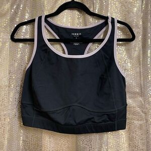 Torrid Active Black Light Pink Lattice Racerback Wicking Sports Bra 1X 14-16